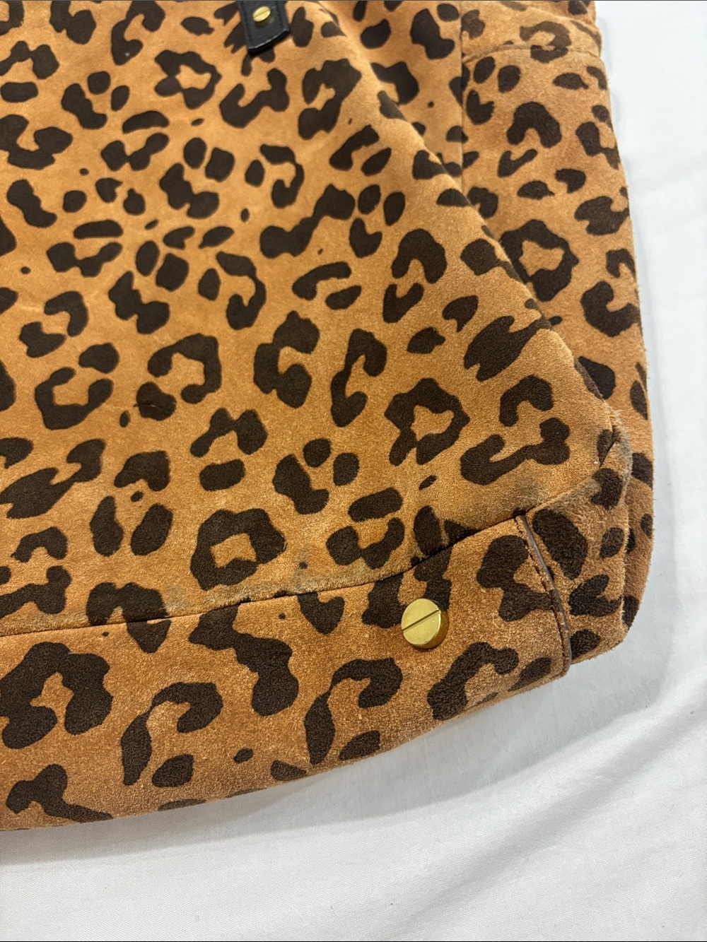 J. Crew Leopard Print Brown Tote Bag with Black Handles - Picture 8 of 16